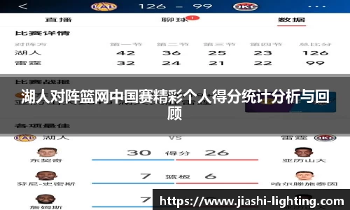湖人对阵篮网中国赛精彩个人得分统计分析与回顾